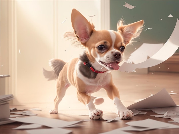 Dog making a big mess ai generated art