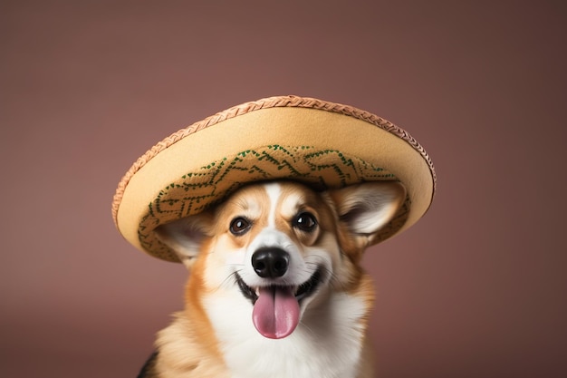 Dog in mexican sombrero Cinco de Mayo holiday AI generated