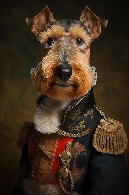 A dog in a military uniform