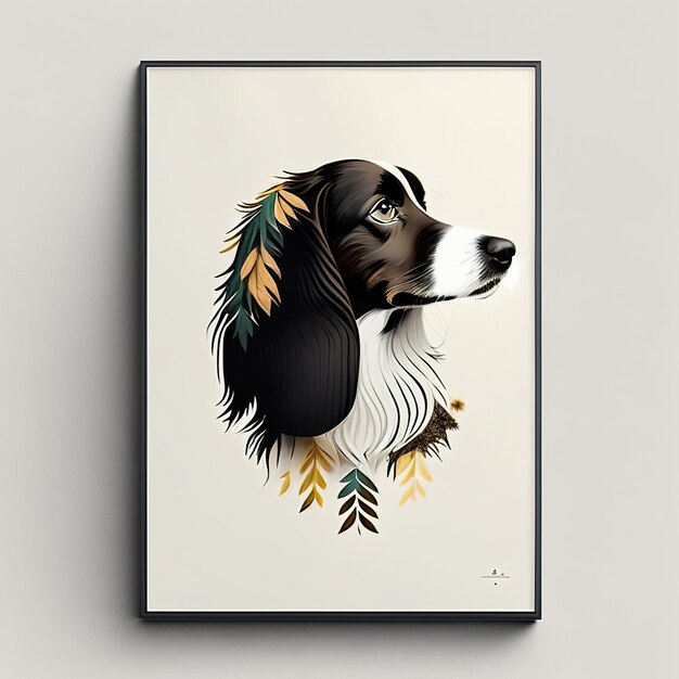 Photo dog minimalist illustration with soft color elements generative ai