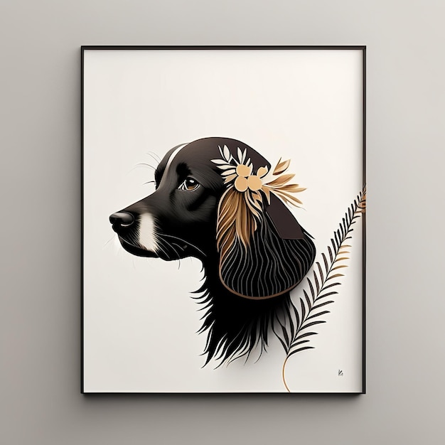 Dog minimalist illustration with soft color elements Generative AI