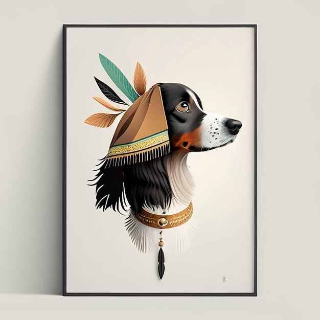 Dog minimalist illustration with soft color elements Generative AI