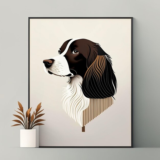 Photo dog minimalist illustration with soft color elements generative ai