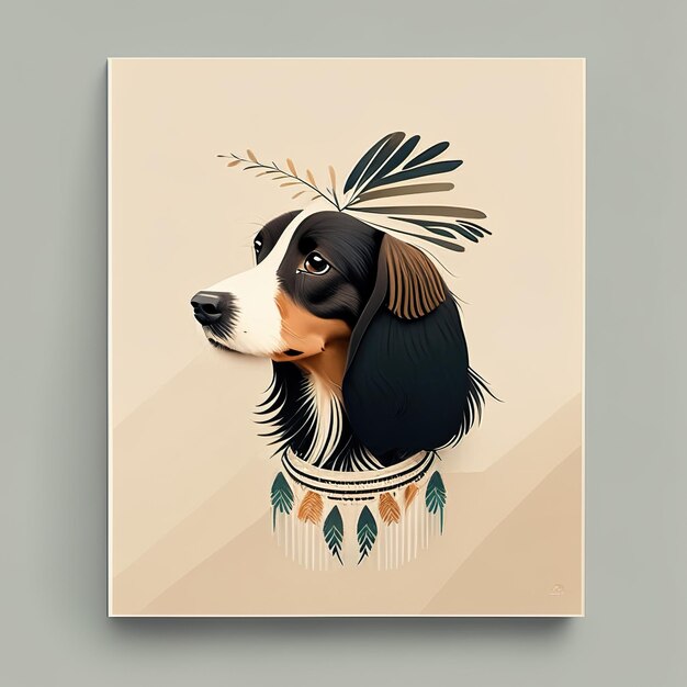 Photo dog minimalist illustration with soft color elements generative ai