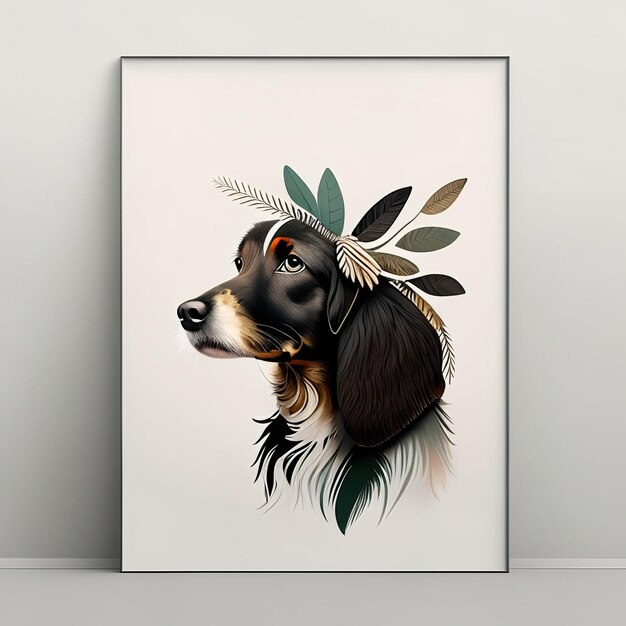 Dog minimalist illustration with soft color elements Generative AI