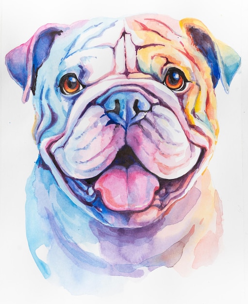 Dog painted in watercolor on a white background