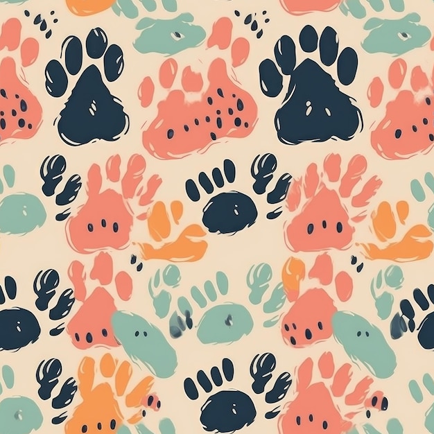 dog paw pattern vector Generative AI