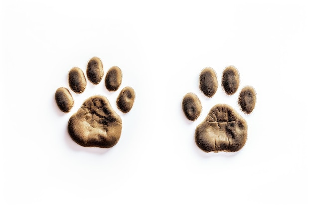 Dog paw prints on a white background isolated