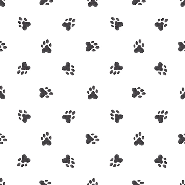 Dog paw Watercolor illustration seamless pattern