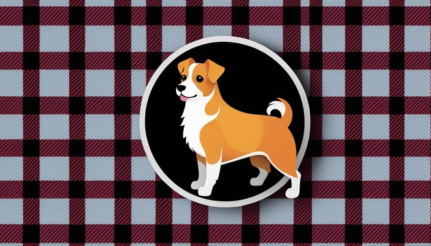 Dog Pet Animal Symbol A Plaid Pattern 3D Illustration