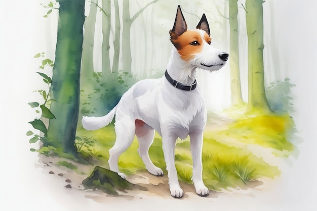 Dog photo prepared in watercolor style