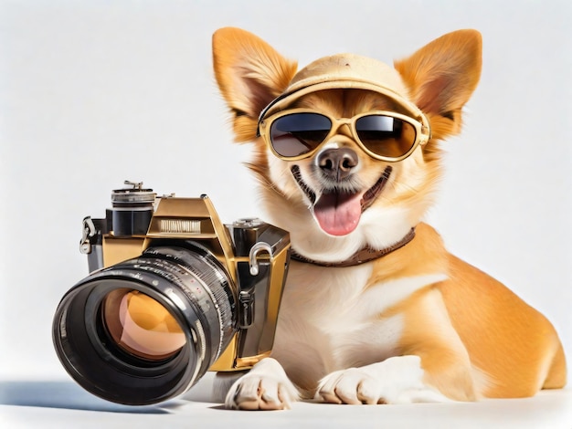 Dog Photographer isolated on white background