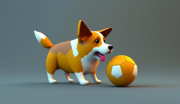 Dog playing with a ball dynamic Ai Generative