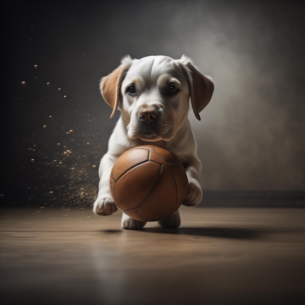 Dog playing with ball