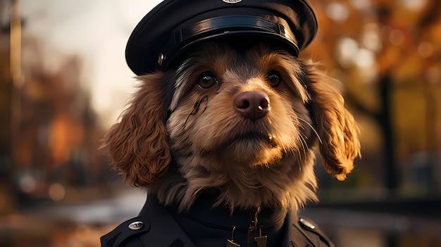 警察の制服を着た犬