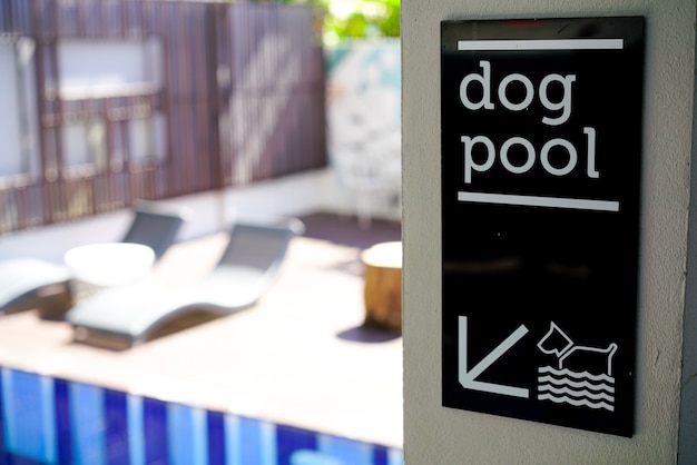 Photo dog pool sign