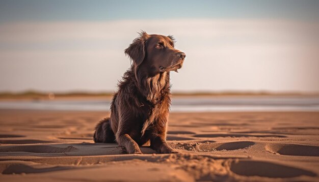 ビーチでの犬の肖像画