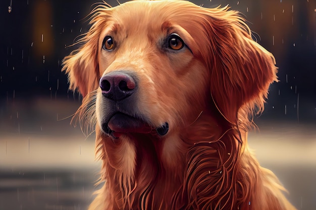 Dog portrait close up 3d illustration Generative AI