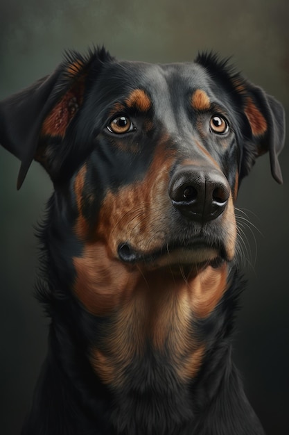 Dog portrait on dark background AI Generative