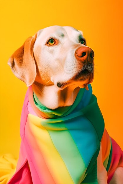 Dog portrait in lgbt style rainbow illustration