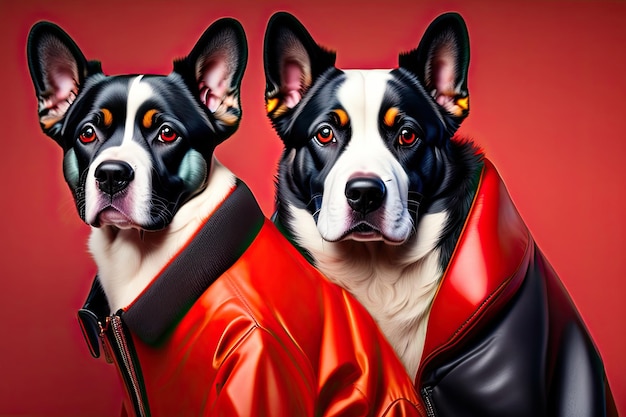 Фото Портрет собаки в куртке генеративный ии