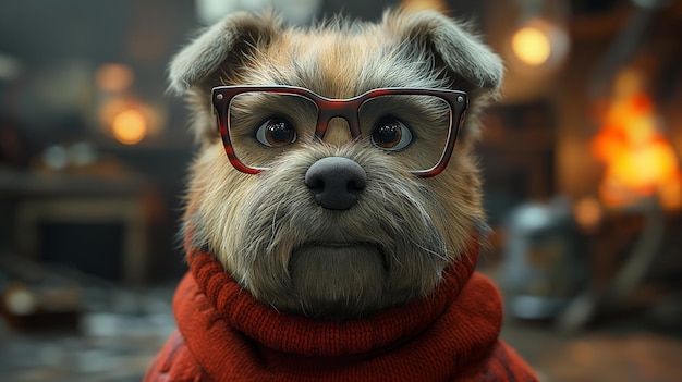 dog portrait with glasses close up shot Generative AI