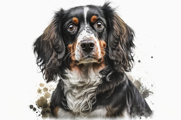 Dog portrait with a white background and nice expression