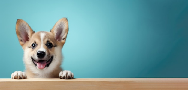 Dog puppy on neutral background with copy space banner created with Generative Al technology