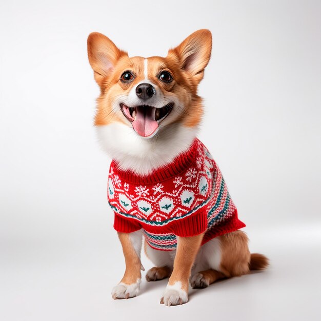 Photo dog in realistic christmas clothes