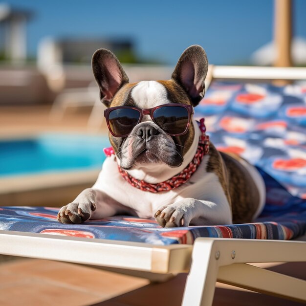 Photo dog relaxes at the beach