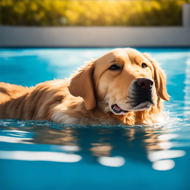 Dog relaxing in the pool illustration