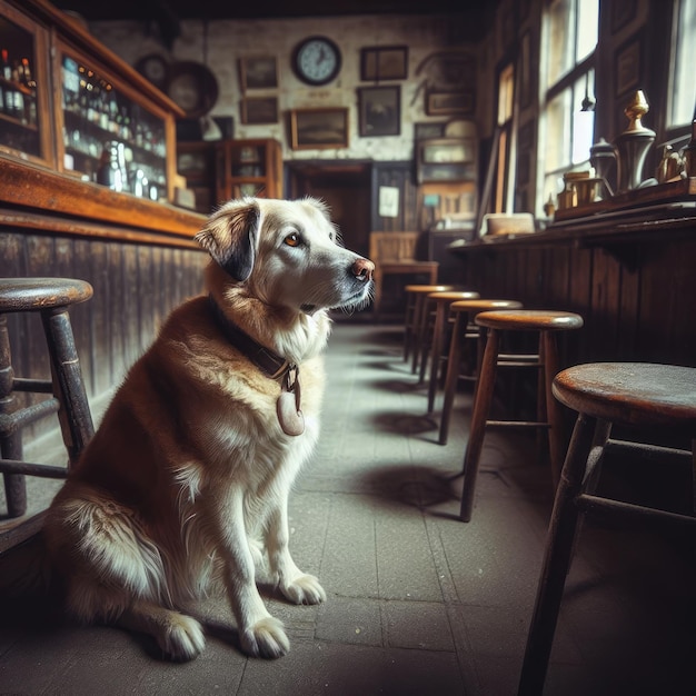 dog in restaurant