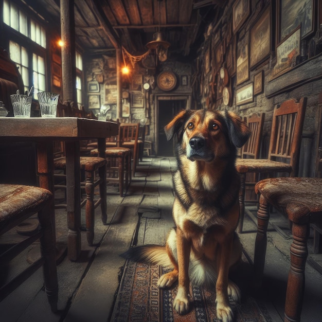 dog in restaurant