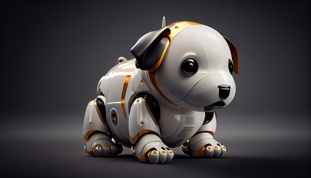 Dog robot isolated on black background with shadowgenerative ai