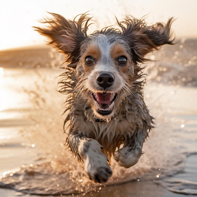 Dog running on beach