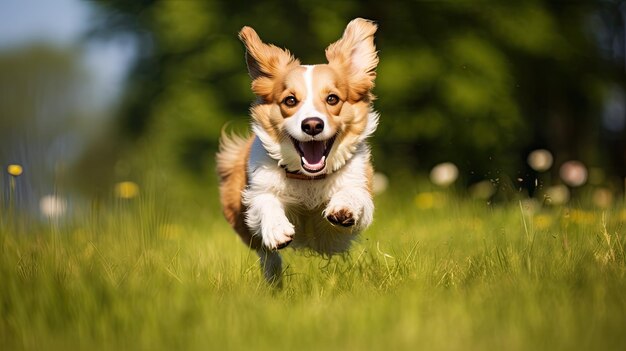 草の上で走る犬