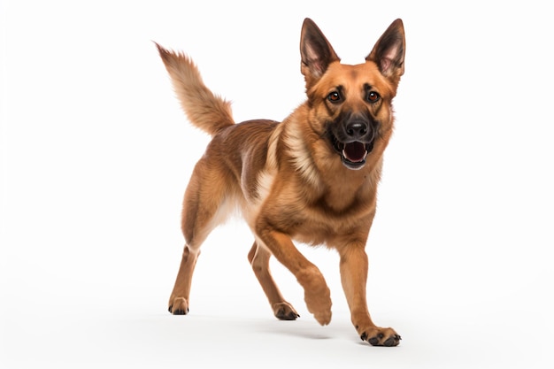 a dog running with its mouth open and tongue out