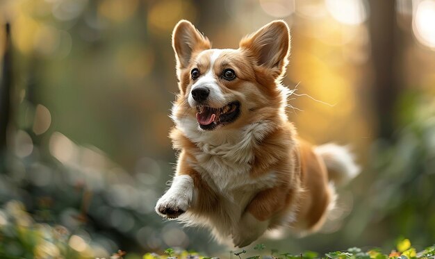 a dog running with the word dog on his face