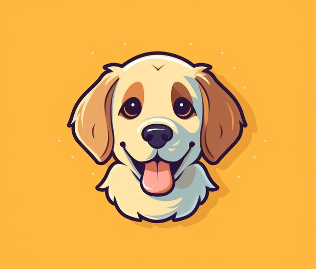 A dog's head with a yellow background and the word golden on it