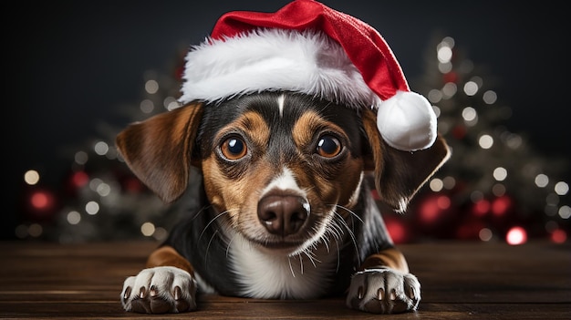 Dog in a Santa Hat