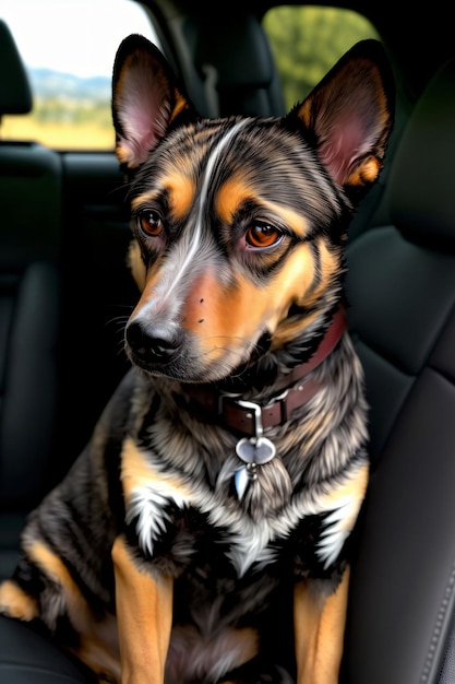 A Dog Sitting In The Back Seat Of A Car