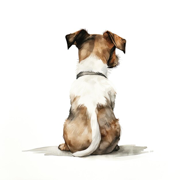 Photo a dog sitting in front of a white background with a black collar around its neck