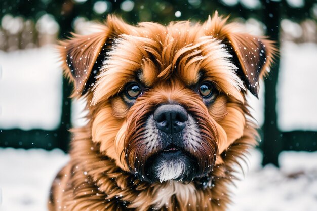 犬という言葉が書かれた雪の中の犬