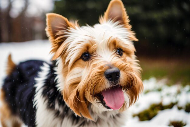 A dog in the snow