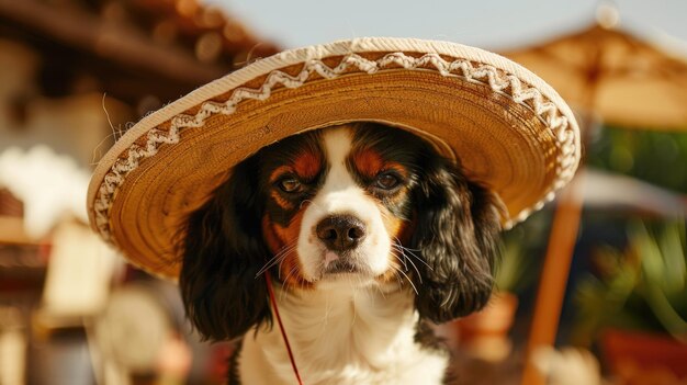 собака в сомбреро в качестве знамена празднования Cinco de Mayo