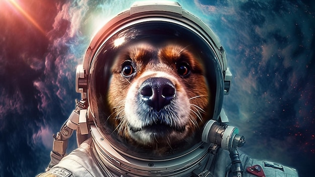 A dog in a space suit