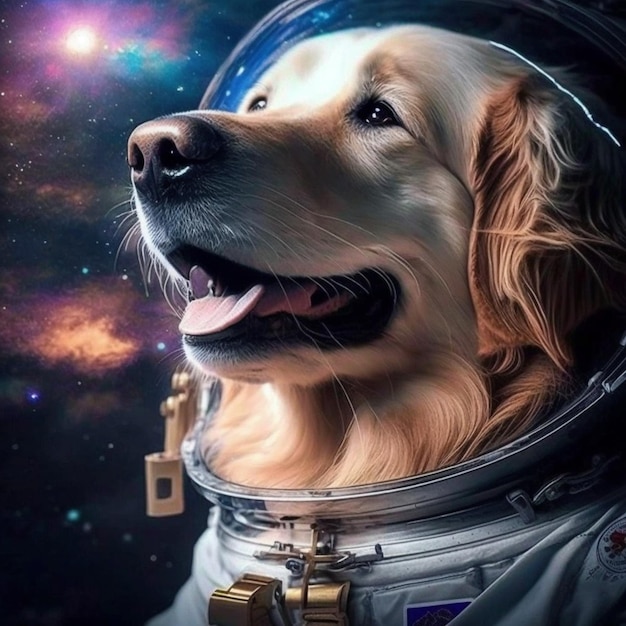 A dog in a space suit