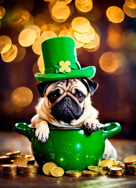 Photo dog for st patricks day selective focus