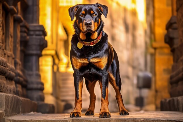 Foto un cane in piedi alto e vigile