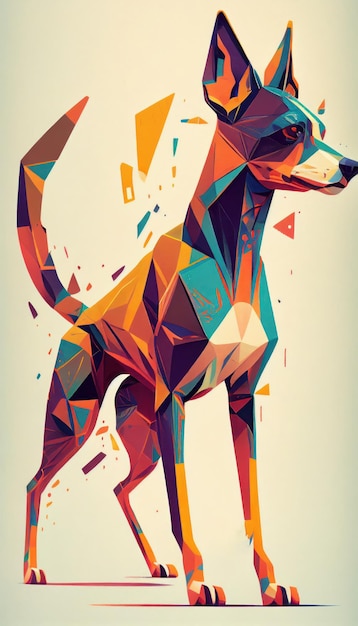 Собака в стиле ярких геометрических абстракций от Generative AI